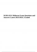 NURS 6551 Midterm Exam Questions With Correct Answers Latest 2024 (Graded A+)