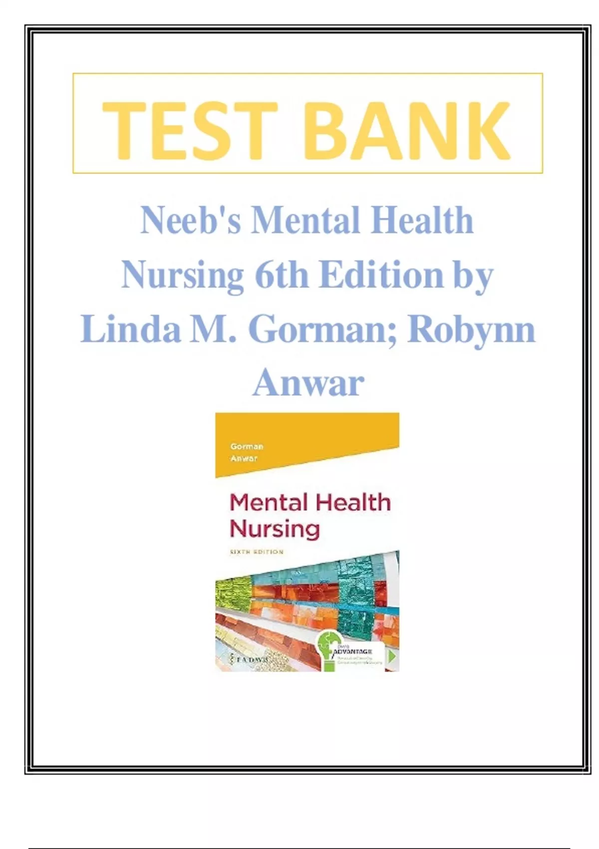 Test Bank for Neeb's Mental Health Nursing 6th Edition By Linda M ...