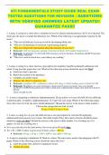 ATI FUNDAMENTALS STUDY GUIDE REAL EXAM  TESTED QUESTIONS FOR REVISION | QUESTIONS  WITH VERIFIED ANSWERS LATEST UPDATE!! GUARANTEE PASS!!
