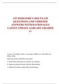 ATI PEDIATRICS 2024 EXAM  QUESTIONS AND VERIFIED  ANSWERS WITH RATIONALES LATEST UPDATE ALREADY GRADED  A&plus;