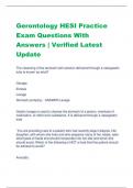 Gerontology HESI Practice Exam Questions With Answers | Verified Latest Update