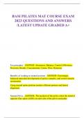 BASI PILATES MAT COURSE EXAM  2023 QUESTIONS AND ANSWERS  /LATEST UPDATE GRADED A+