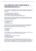 CNA WRITTEN TEST QUESTIONS & ANSWERS(RATED A+)
