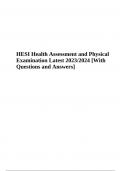 HESI Health Assessment and Physical Examination Questions and Answers Latest 2024 