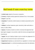 Bail bonds fl state exam key terms Questions & Answers Correct 100&percnt;