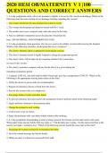 2020 HESI OB&sol;MATERNITY V 1 &vert;100 QUESTIONS AND CORRECT ANSWERS