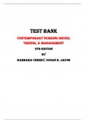 Test Bank For Contemporary Nursing Issues, Trends, & Management  9th Edition By Barbara Cherry, Susan R. Jacob |All Chapters,  Year-2024|
