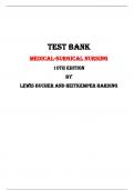 Test Bank For Medical-Surgical Nursing: Assessment and Management of Clinical Problems  10th Edition By Lewis, Bucher, Heitkemper, Harding |All Chapters,  Year-2024|
