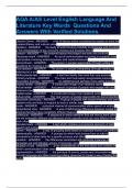 AQA A&sol;AS Level English Language And Literature Key Words  Questions And Answers With Verified Solutions&period;