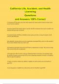 California Life&comma; Accident&comma; and Health  Licensing Questions and Answers 100&percnt; Correct