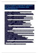 A-Level English Language & Literature A01 Questions And Answers With Verified Solutions&period;