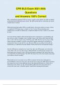 CPR BLS Exam 2021 AHA Questions and Answers 100&percnt; Correct