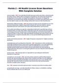 Florida 2 &ndash; 40 Health License Exam Questions With Complete Solution