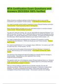 MTA Certification Exam Questions With Answers Latest 2024 &lpar;100&percnt; Verified&rpar;