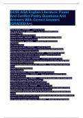 GCSE AQA English Literature- Power And Conflict Poetry Questions And Answers With Correct Answers &lpar;GRADED A&plus;&rpar;&period;