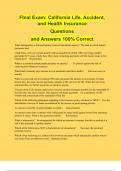 FInal Exam: California Life, Accident,  and Health Insurance Questions and Answers 100% Correct