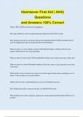 Heartsaver First Aid &lpar; AHA&rpar; Questions and Answers 100&percnt; Correct