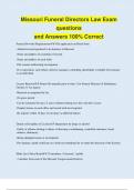 Missouri Funeral Directors Law Exam questions  and Answers 100&percnt; Correct