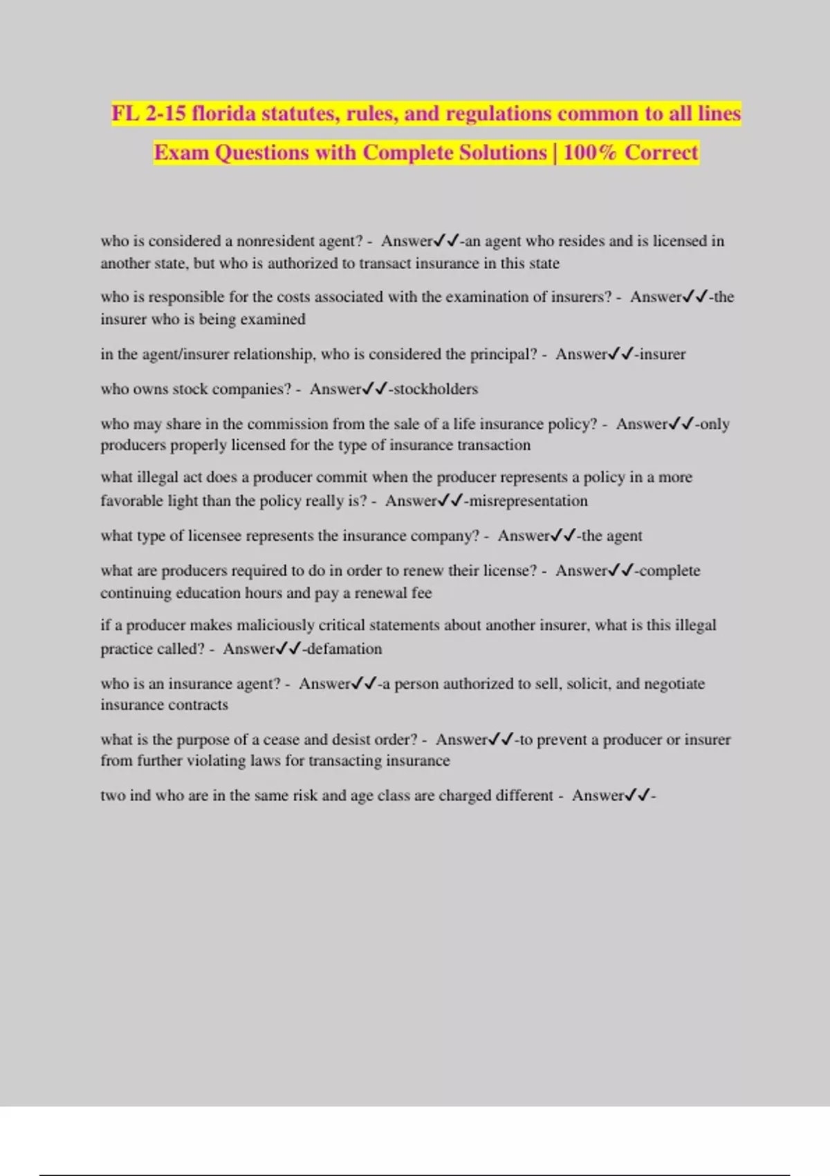 FL 215 florida statutes, rules, and regulations common to all lines