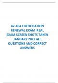 AZ-104 CERTIFICATION  RENEWAL EXAM REAL  EXAM SCREEN SHOTS TAKEN  JANUARY 2023 ALL  QUESTIONS AND CORRECT  ANSWER