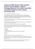 California DMV Online Traffic Violator School Course MOD01 - Recent Changes/Reasons For Traffic Laws With Complete Solutions 100% Liberty University 2024