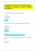MATERNITY FINAL EXAM WITH 100&percnt;  CORRECT ANSWERS &vert; LATEST UPDATE &vert;  GRADED A&plus;
