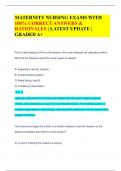 MATERNITY NURSING EXAMS WITH  100&percnt; CORRECT ANSWERS &  RATIONALES &vert; LATEST UPDATE &vert;  GRADED A&plus;