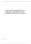 Test Bank for Essentials of Genetics, 9th Edition, Klug, Cummings, Spencer, Palladino.