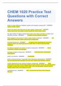 CHEM 1020 Practice Test Questions with Correct Answers