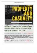California Property and Casualty Exam Questions Containing 130 terms with Correct Solutions 2023-2024. Terms like; A person licensed as either a property and casualty agent/broker or as an accident and health agent may be authorized to transact disability