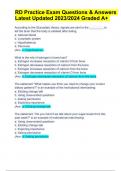 RD Exam Questions With Answers Latest Updated 2024 &lpar;Graded A&plus;&rpar;