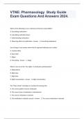 VTNE: Pharmacology  Study Guide Exam Questions And Answers 2024.