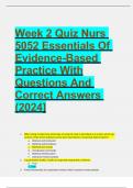 Week 2 Quiz Nurs 5052 Essentials Of Evidence-Based Practice With Questions And Correct Answers &lpar;2024&rsqb;