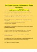California Commercial Insurance Exam Questions and Answers 100&percnt; Correct