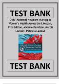 Test Bank Olds Maternal-Newborn Nursing & Womens Health Across the Lifespan, 11th Edition, Michele Davidson, Marcia London, Patricia Ladewi Latest Verified Review 2024 Practice Questions and Answers for Exam Preparation, 100% Correct with Explanations, Hi