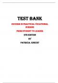 Test Bank For Success in Practical Vocational Nursing From Student to Leader 9th Edition By Patricia. Knecht |All Chapters,  Year-2024|