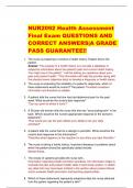 NUR2092 Health Assessment Final Exam QUESTIONS AND  CORRECT ANSWERS|A GRADE  PASS GUARANTEE!!