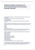 Kettering Patient assessment A &lpar;Correct&rpar; Questions And Answers Already Passed&excl;&excl;