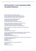 AZ Post Exam 1 and 2 Questions With Complete Solutions&period;