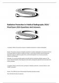 Radiation Protection in Medical Radiography 2024/ Final Exam 2024 Questions And Answers.  