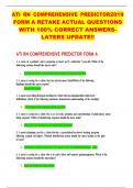 ATI RN COMPREHENSIVE PREDICTOR2019 FORM A RETAKE ACTUAL QUESTIONS  WITH 100&percnt; CORRECT ANSWERSLATERS UPDATE&excl;&excl;