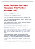 Alpha Phi Alpha Pre Exam Questions With Verified  Answers 100%