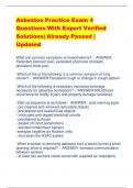 Asbestos Practice Exam 4 Questions With Expert Verified  Solutions&vert; Already Passed &vert;  Updated