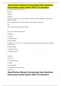 Board Review Allergy & Immunology Exam Questions and Answers (Latest Update 2024) 191 Questions