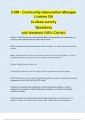 CAM - Community Association Manager License GA In-class activity Questions and Answers 100% Correct