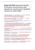 Regis NU-629 Advanced Health Promotion Actual Exam with Questions and Answers Updated Version for 2023-2025