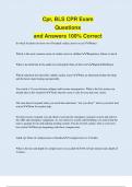 Cpr, BLS CPR Exam Questions and Answers 100% Correct