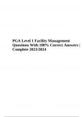 PGA Level 1 Facility Management Questions With Correct Answers Latest Updated 2024 &lpar;GRADED&rpar;