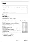 AQA A Level CHEMISTRY Paper 2 Question paper June 2023 
