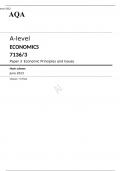 AQA A Level economics paper 3 Mark scheme June 2023-Economic Principles and Issues
